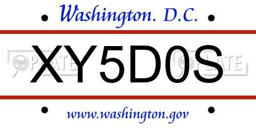XY5D0S District Of Columbia License Plate