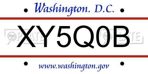 XY5Q0B District Of Columbia License Plate