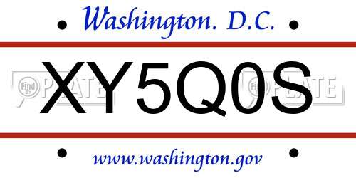 XY5Q0S District Of Columbia License Plate
