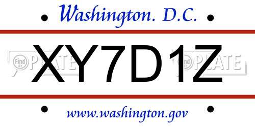 XY7D1Z District Of Columbia License Plate