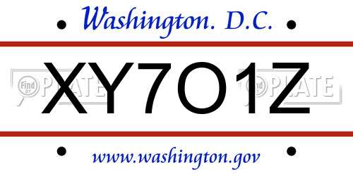 XY7O1Z District Of Columbia License Plate