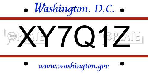 XY7Q1Z District Of Columbia License Plate
