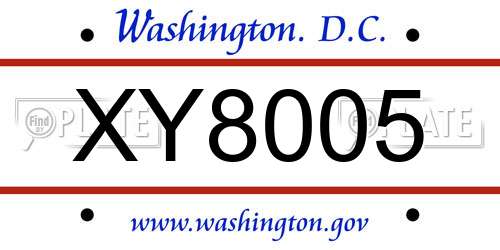 XY8005 District Of Columbia License Plate