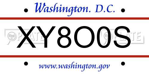 XY8O0S District Of Columbia License Plate