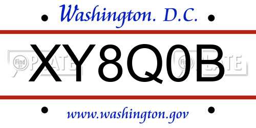 XY8Q0B District Of Columbia License Plate