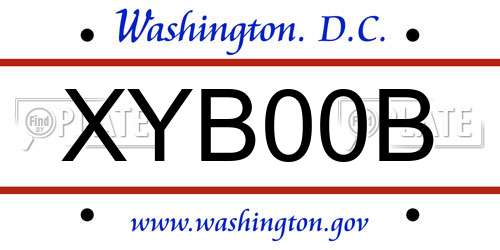 XYB00B District Of Columbia License Plate