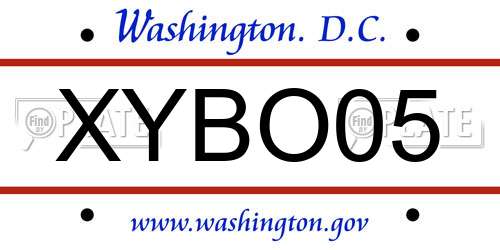 XYBO05 District Of Columbia License Plate
