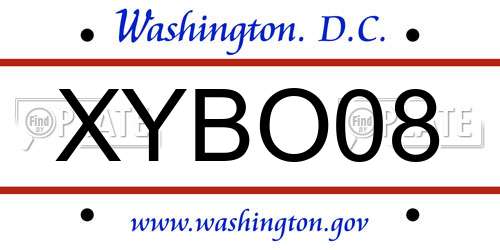XYBO08 District Of Columbia License Plate