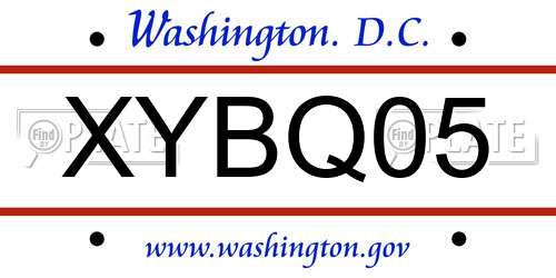 XYBQ05 District Of Columbia License Plate