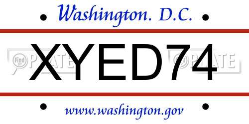 XYED74 District Of Columbia License Plate