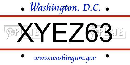 XYEZ63 District Of Columbia License Plate