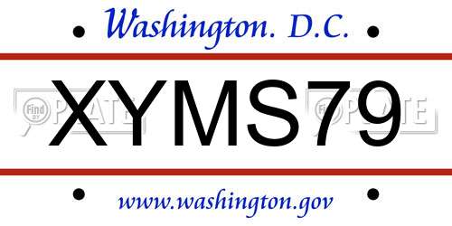 XYMS79 District Of Columbia License Plate