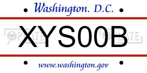 XYS00B District Of Columbia License Plate