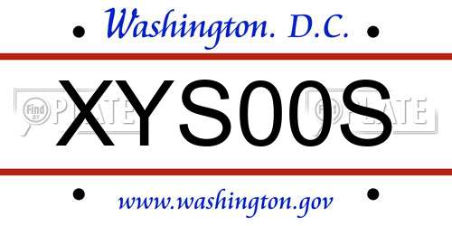 XYS00S District Of Columbia License Plate