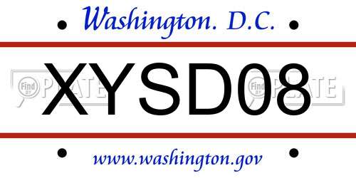 XYSD08 District Of Columbia License Plate
