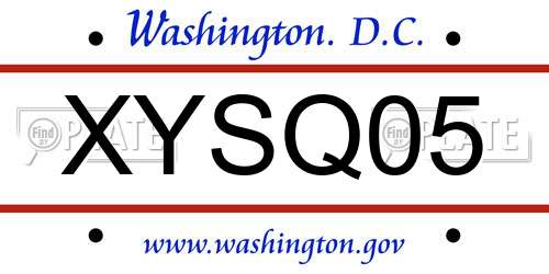 XYSQ05 District Of Columbia License Plate