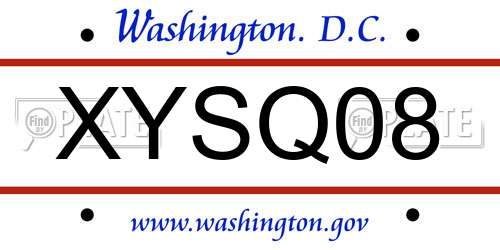 XYSQ08 District Of Columbia License Plate