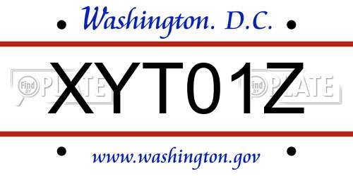 XYT01Z District Of Columbia License Plate