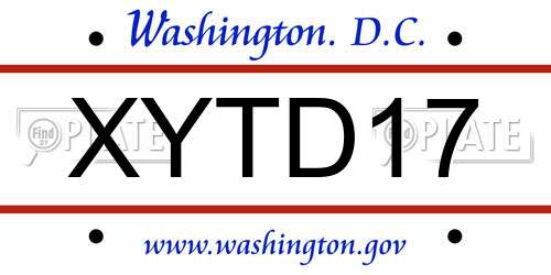 XYTD17 District Of Columbia License Plate