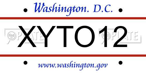 XYTO12 District Of Columbia License Plate