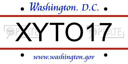XYTO17 District Of Columbia License Plate