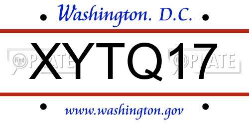 XYTQ17 District Of Columbia License Plate