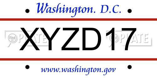 XYZD17 District Of Columbia License Plate