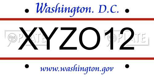 XYZO12 District Of Columbia License Plate