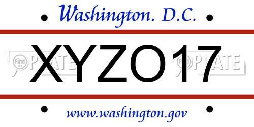 XYZO17 District Of Columbia License Plate