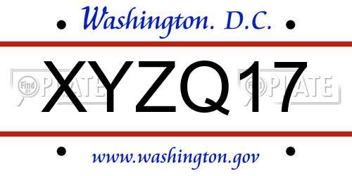 XYZQ17 District Of Columbia License Plate