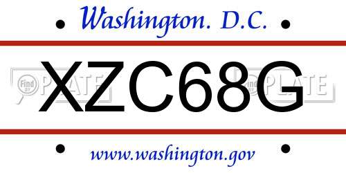 XZC68G District Of Columbia License Plate