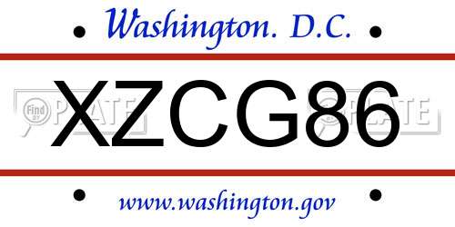 XZCG86 District Of Columbia License Plate