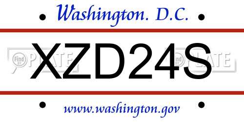 XZD24S District Of Columbia License Plate