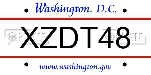 XZDT48 District Of Columbia License Plate