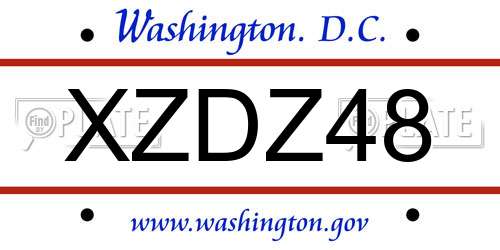 XZDZ48 District Of Columbia License Plate