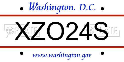 XZO24S District Of Columbia License Plate