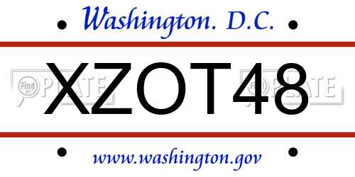 XZOT48 District Of Columbia License Plate