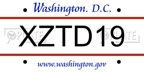XZTD19 District Of Columbia License Plate