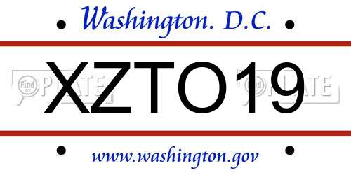 XZTO19 District Of Columbia License Plate