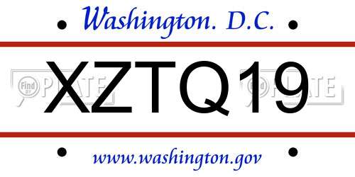XZTQ19 District Of Columbia License Plate