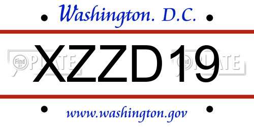 XZZD19 District Of Columbia License Plate