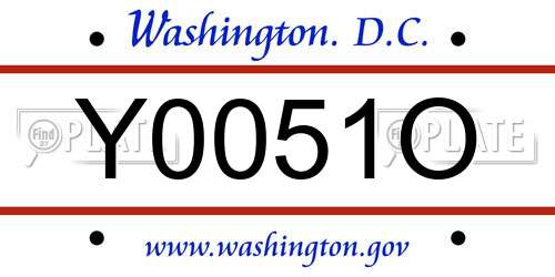 Y0051O District Of Columbia License Plate