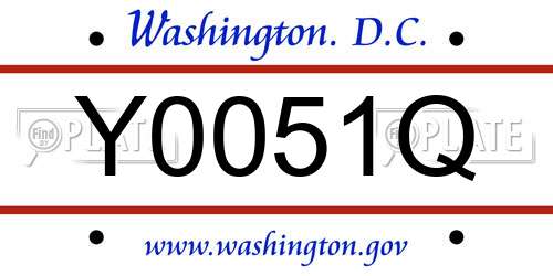 Y0051Q District Of Columbia License Plate