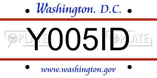 Y005ID District Of Columbia License Plate