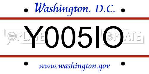 Y005IO District Of Columbia License Plate