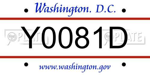 Y0081D District Of Columbia License Plate