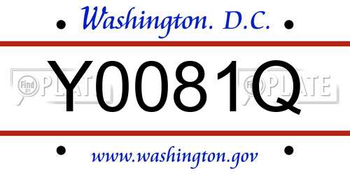 Y0081Q District Of Columbia License Plate