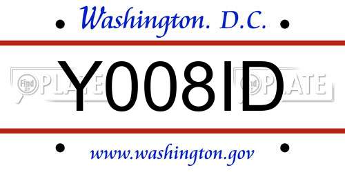 Y008ID District Of Columbia License Plate