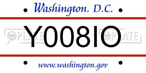 Y008IO District Of Columbia License Plate