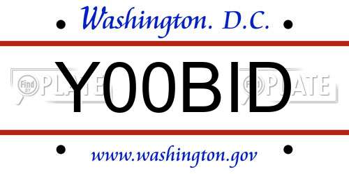 Y00BID District Of Columbia License Plate